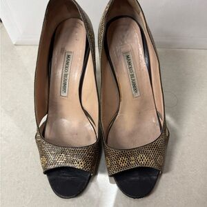 Manolo Blahnik Black and Brown Heels Elegant Design